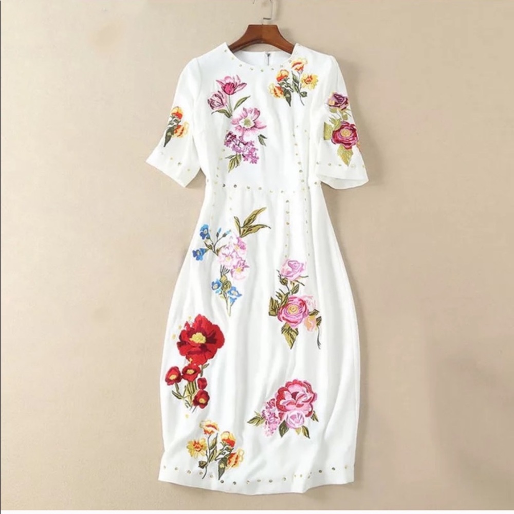 ASOS embroidery floral white dress